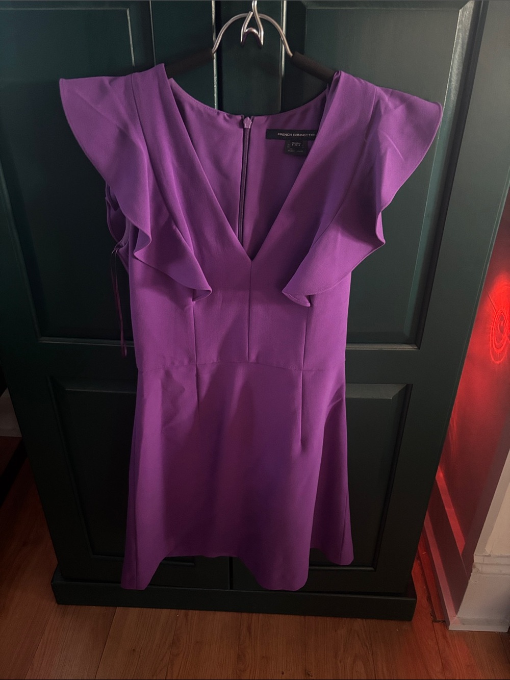 French Connection whisper Ruffle Dress in purple